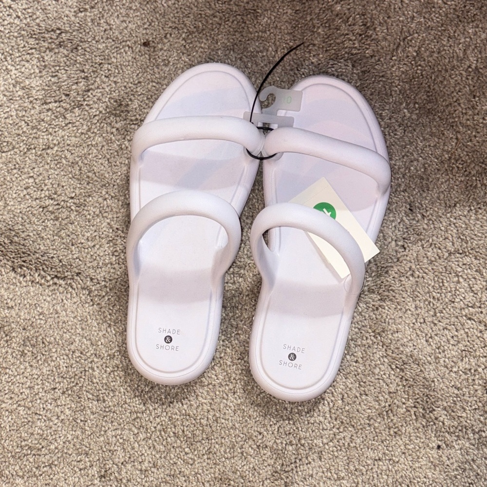 Shade & Shore White Slide Sandals bubble size 10 new